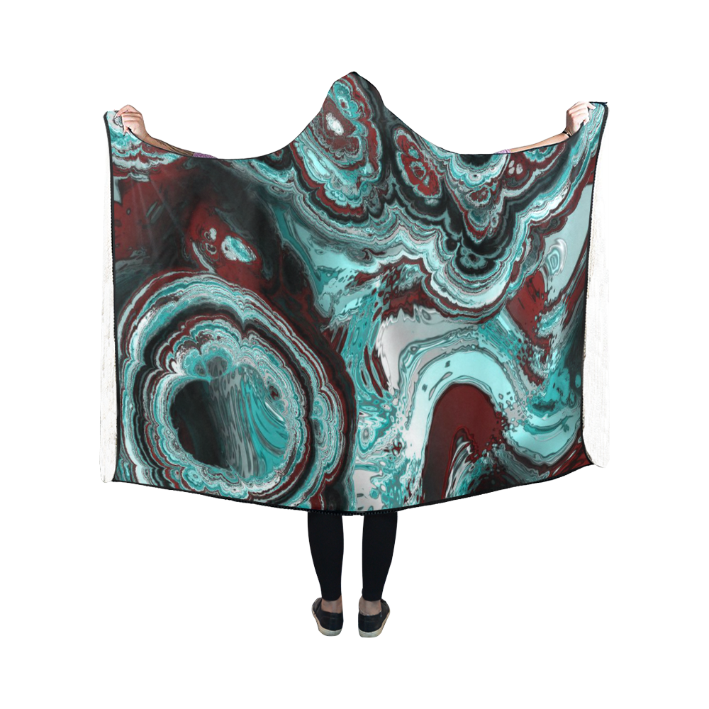 Awesome fractal marbled 05 Hooded Blanket 50''x40''