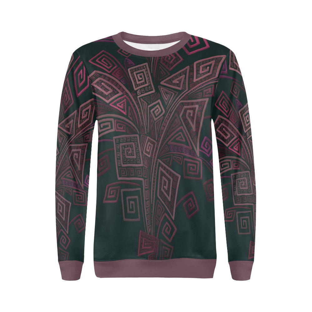 Psychedelic 3D Square Spirals - pink and orange All Over Print Crewneck Sweatshirt for Women (Model H18)