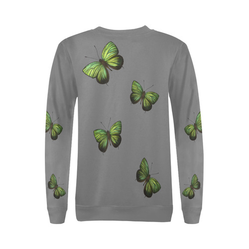 Arhopala horsfield butterflies painting All Over Print Crewneck Sweatshirt for Women (Model H18)