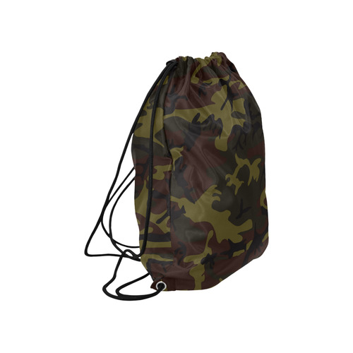 Camo Green Brown Large Drawstring Bag Model 1604 (Twin Sides)  16.5"(W) * 19.3"(H)