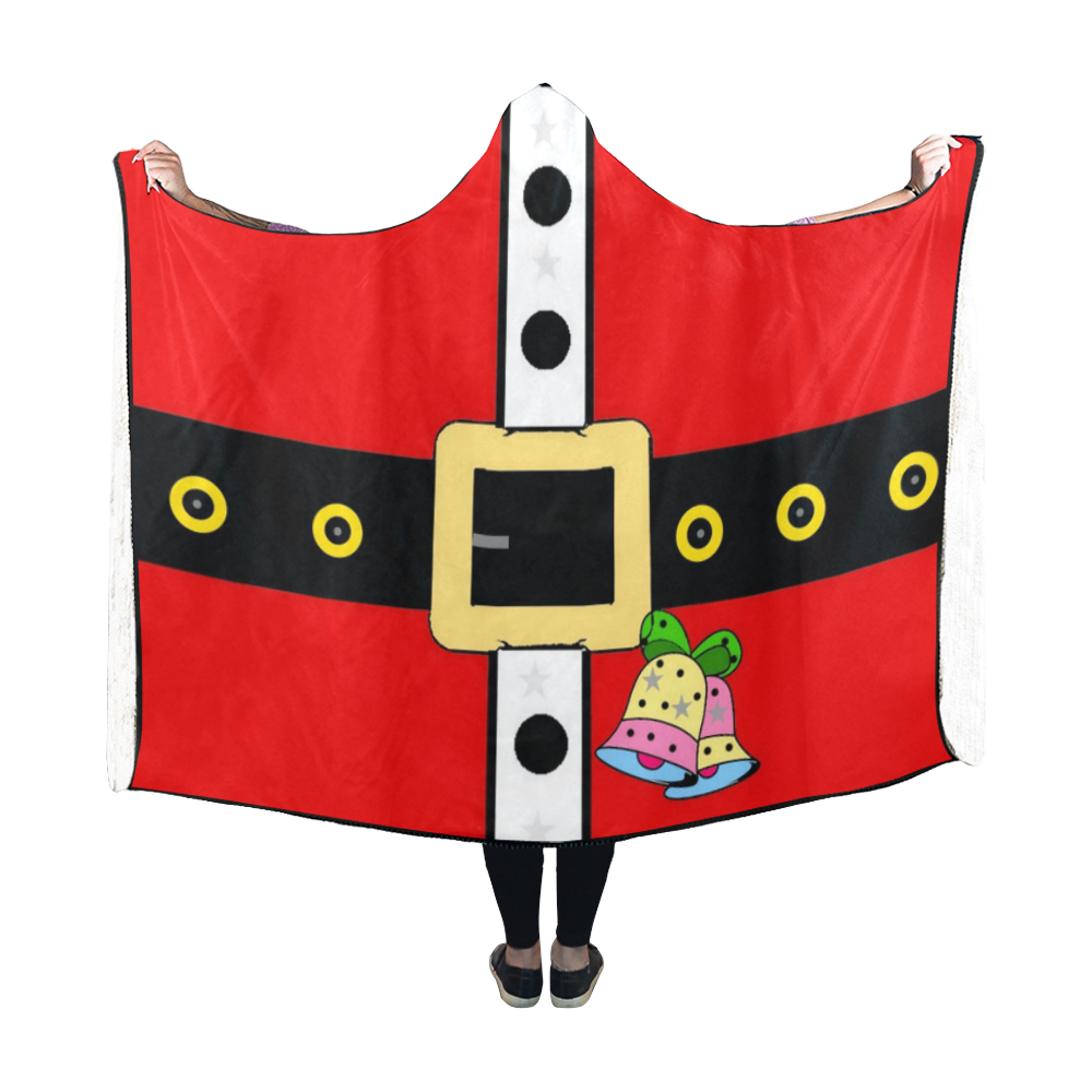 Santa Belt Popart by Nico Bielow Hooded Blanket 60''x50''