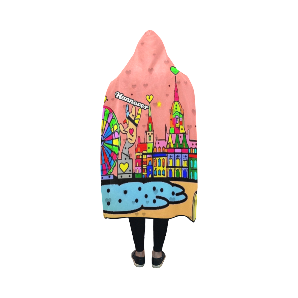 Hannover Popart by Nico Bielow Hooded Blanket 50''x40''
