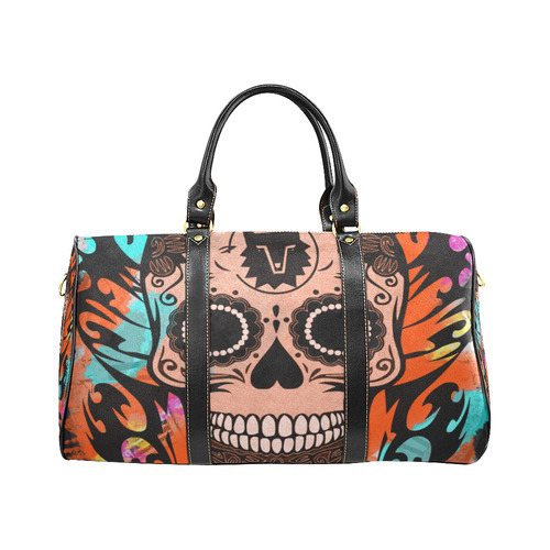 SKULL TRIBAL CULT ORANGE New Waterproof Travel Bag/Small (Model 1639)