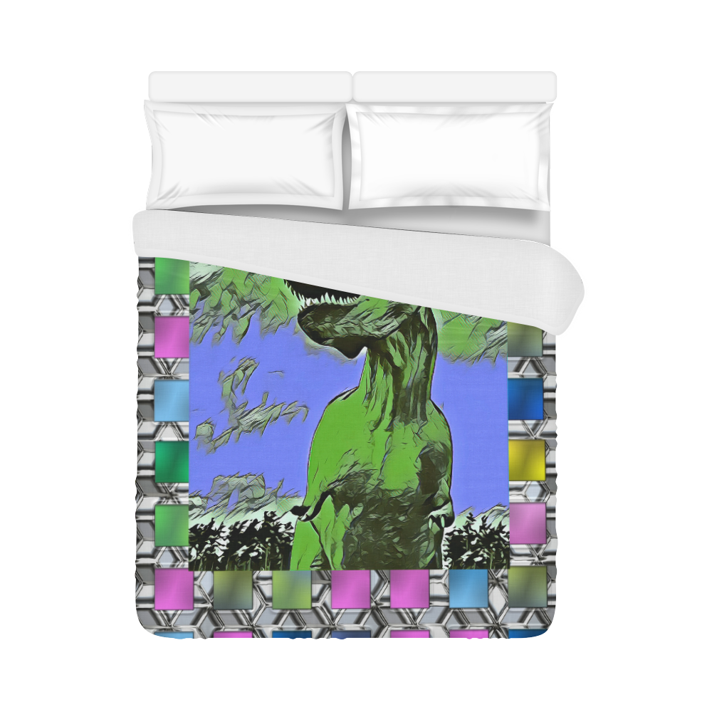 DINO SQUARE ABSTRACT IV Duvet Cover 86"x70" ( All-over-print)