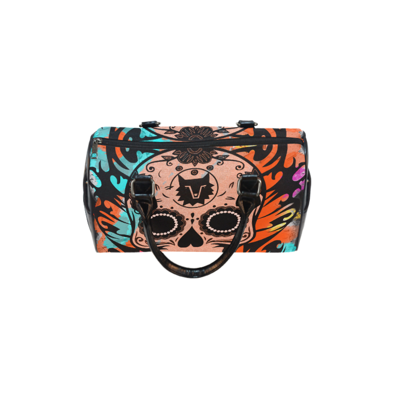 SKULL TRIBAL CULT ORANGE Boston Handbag (Model 1621)