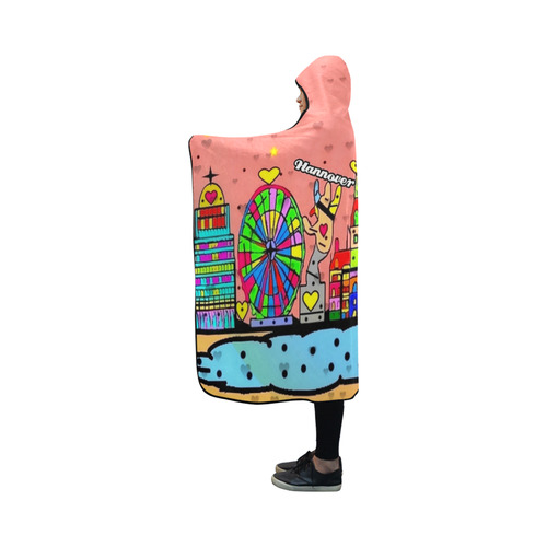Hannover Popart by Nico Bielow Hooded Blanket 50''x40''