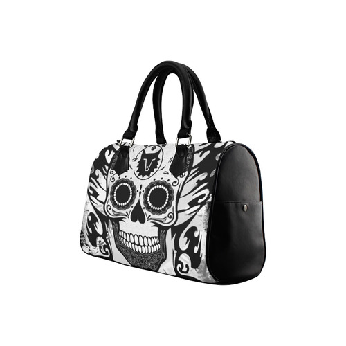 SKULL TRIBAL CULT BLACK AND WHITE Boston Handbag (Model 1621)