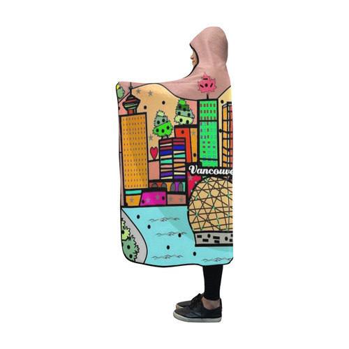 Vancouver Popart by Nico Bielow Hooded Blanket 60''x50''