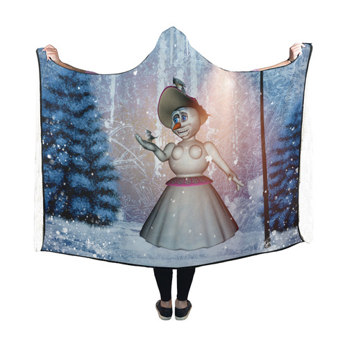 Snow women with birds Hooded Blanket 60''x50''