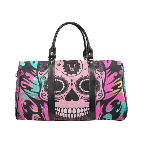 SKULL TRIBAL CULT PINK New Waterproof Travel Bag/Small (Model 1639)