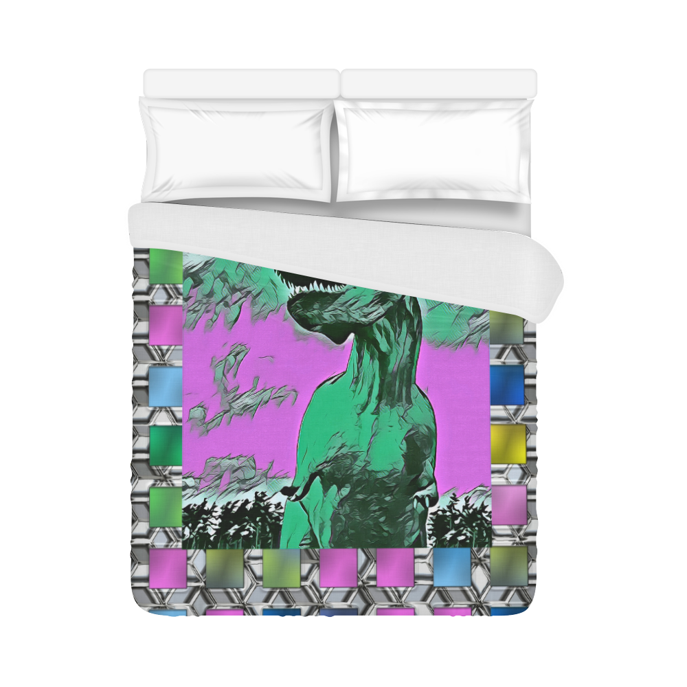 DINO SQUARE ABSTRACT V Duvet Cover 86"x70" ( All-over-print)