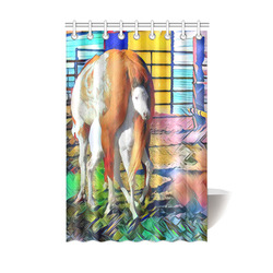 Foal Hiding Under His Mom Shower Curtain 48"x72"