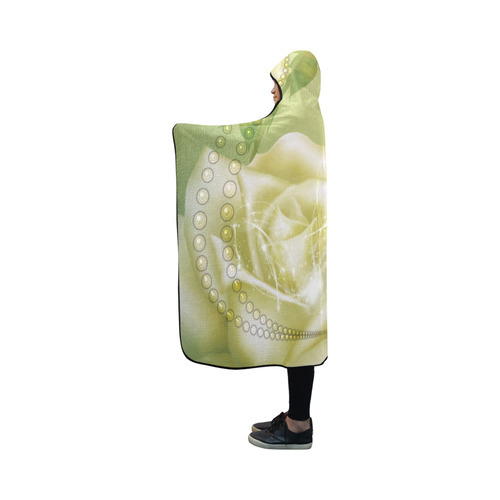 Beautiful soft green roses Hooded Blanket 50''x40''