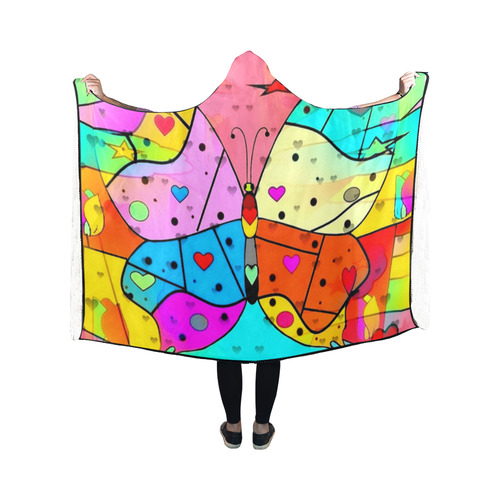 Butterfly Popart by Nico Bielow Hooded Blanket 50''x40''