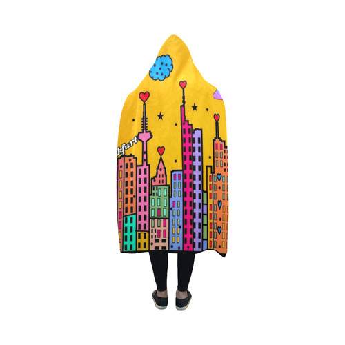 Frankfurt Popart by Nico Bielow Hooded Blanket 50''x40''