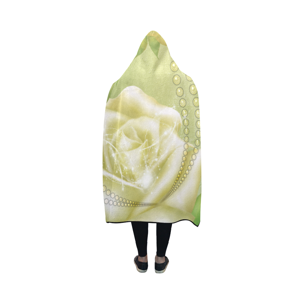 Beautiful soft green roses Hooded Blanket 50''x40''