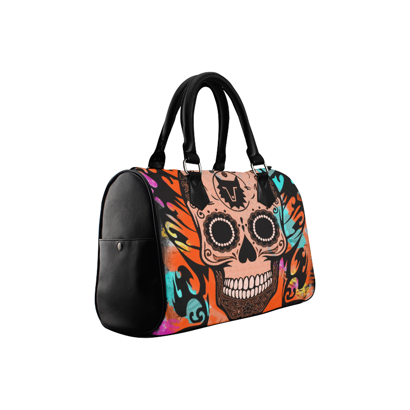 SKULL TRIBAL CULT ORANGE Boston Handbag (Model 1621)