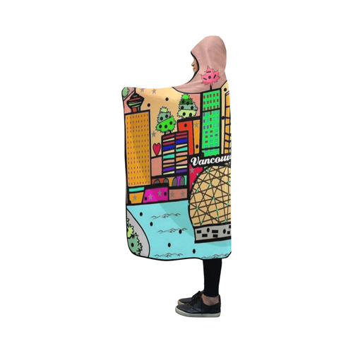 Vancouver Popart by Nico Bielow Hooded Blanket 50''x40''