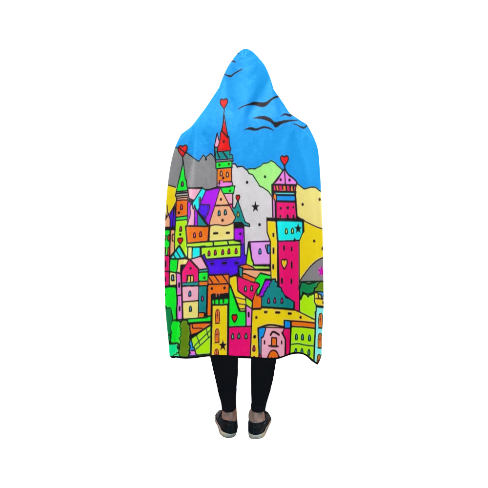 Füssen Popart by Nico Bielow Hooded Blanket 50''x40''