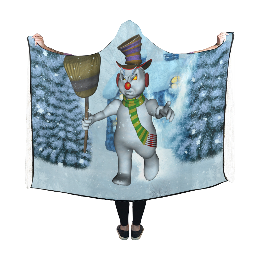Funny grimly snowman Hooded Blanket 60''x50''