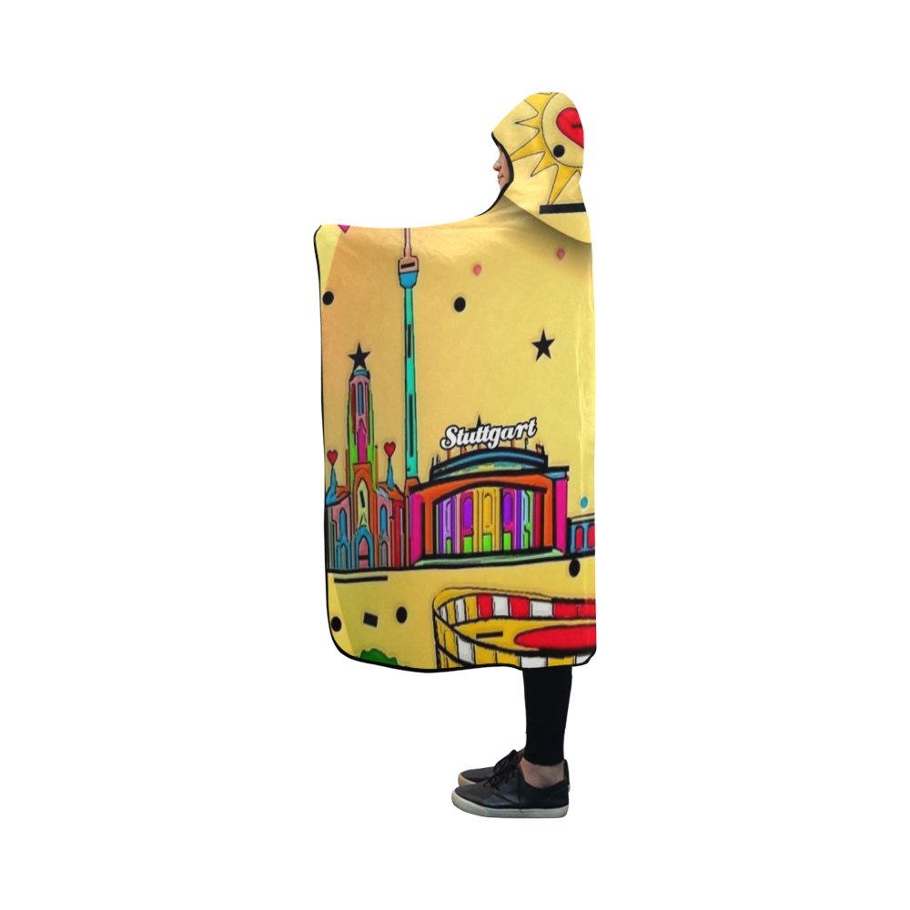 Stuttgart Popart by Nico Bielow Hooded Blanket 50''x40''