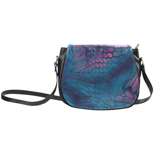 crazy midnight blue - purple snake scales animal skin design camouflage Classic Saddle Bag/Small (Model 1648)