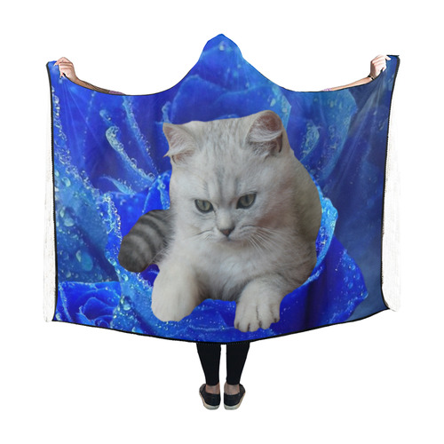 Cat and Rose Hooded Blanket 60''x50''
