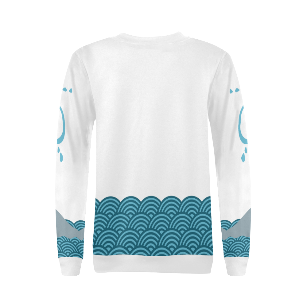 Whale in the Waves VAS2 All Over Print Crewneck Sweatshirt for Women (Model H18)