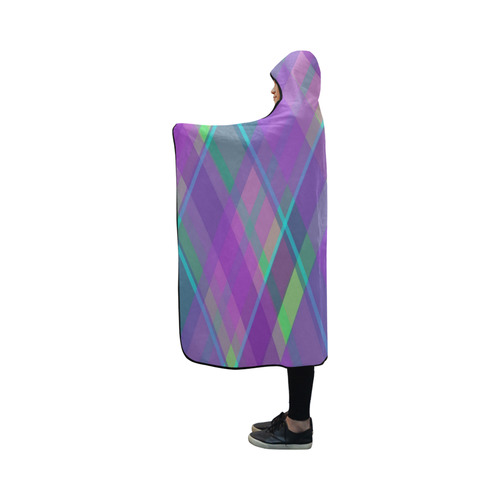 Purple Plaid 2 Hooded Blanket 50''x40''