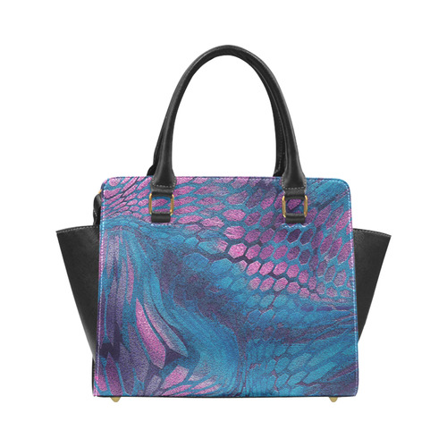crazy midnight blue - purple snake scales animal skin design camouflage Rivet Shoulder Handbag (Model 1645)