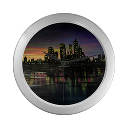 City Lights Silver Color Wall Clock