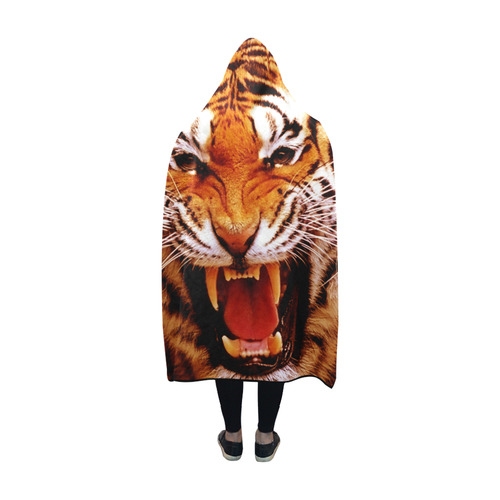 Tiger and Flame Hooded Blanket 60''x50''