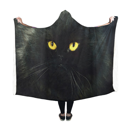 Black Cat Hooded Blanket 60''x50''