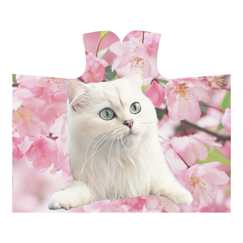 Cat and Flowers Hooded Blanket 60''x50''