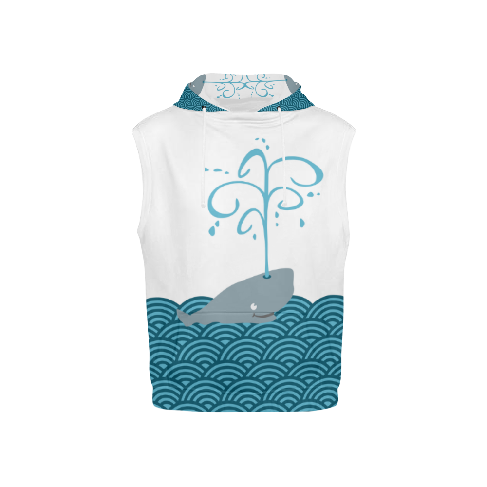 Whales in the Waves VAS2 All Over Print Sleeveless Hoodie for Kid (Model H15)