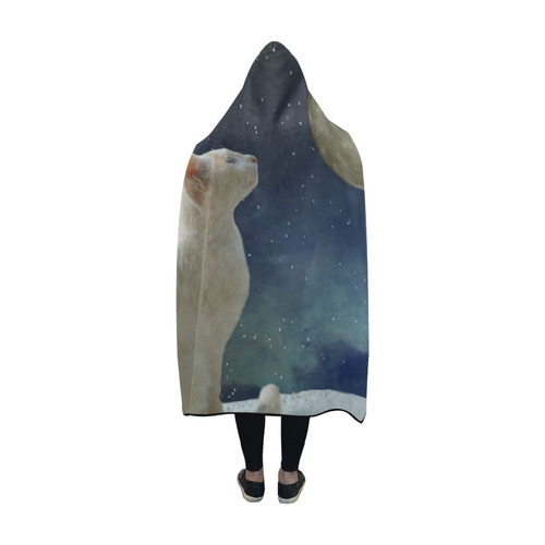 Cat and Moon Hooded Blanket 60''x50''