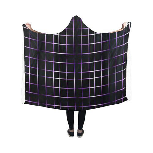 Purple Black Grid Hooded Blanket 50''x40''