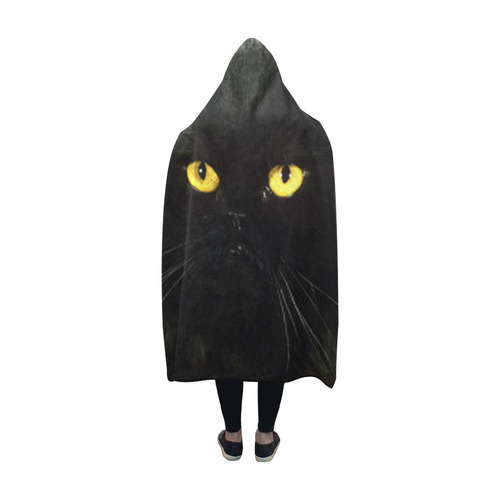 Black Cat Hooded Blanket 60''x50''