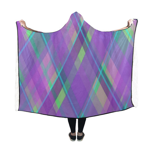 Purple Plaid 2 Hooded Blanket 60''x50''