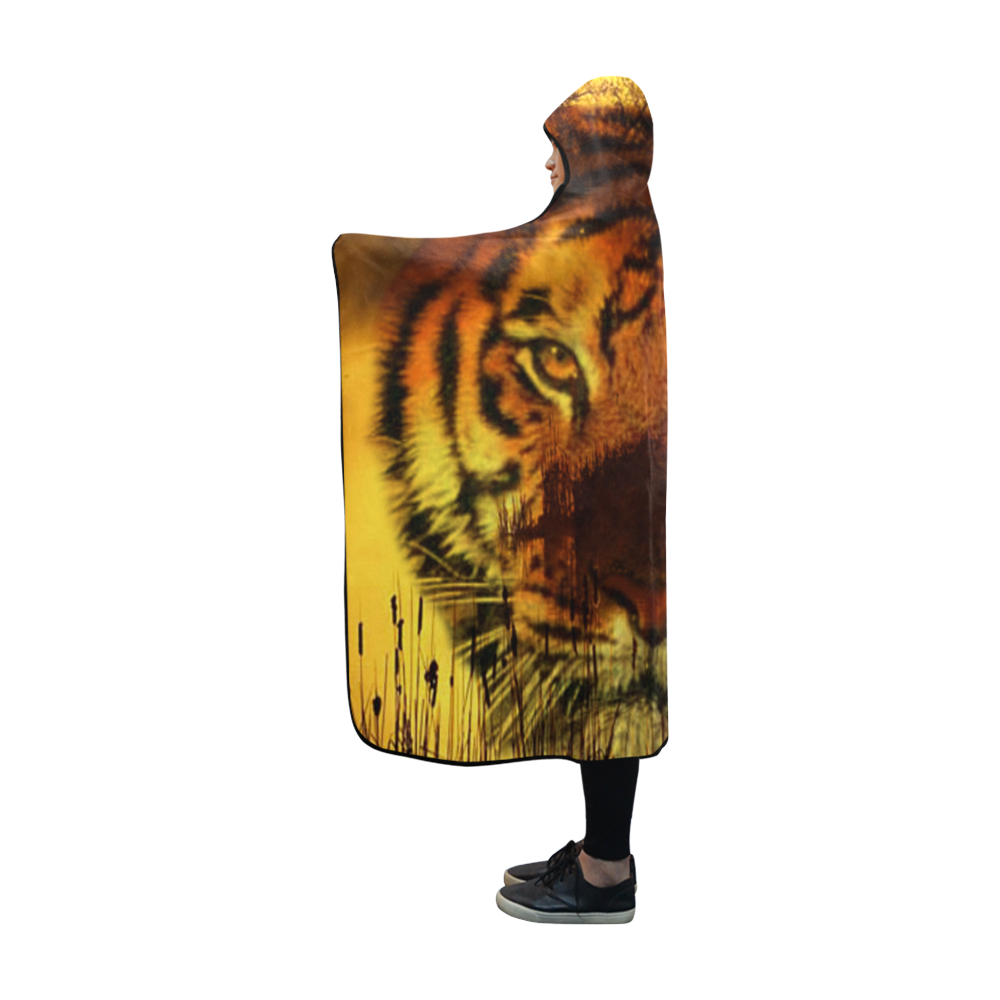 Tiger Face Hooded Blanket 60''x50''