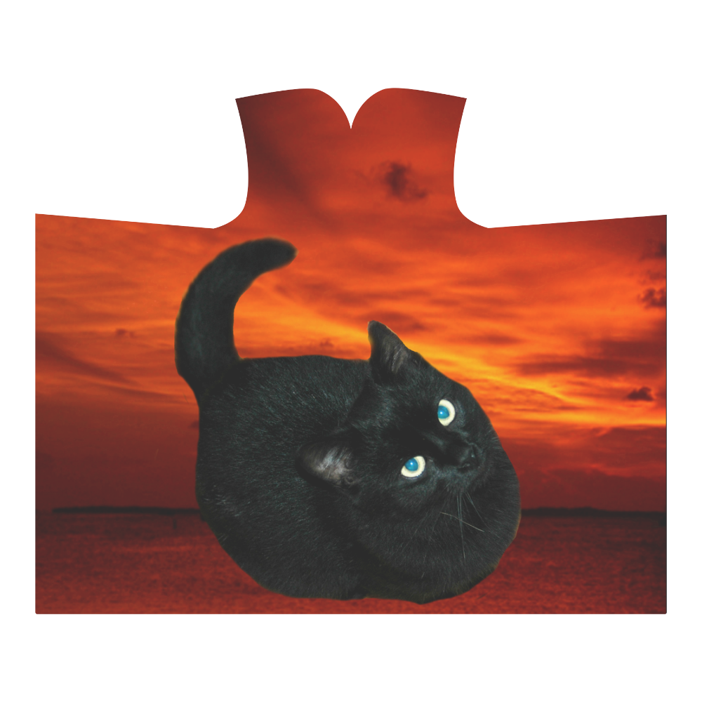 Cat and Red Sky Hooded Blanket 60''x50''