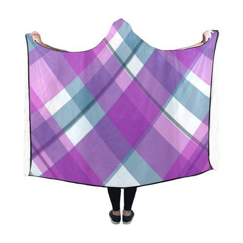 Purple Plaid 1 Hooded Blanket 60''x50''