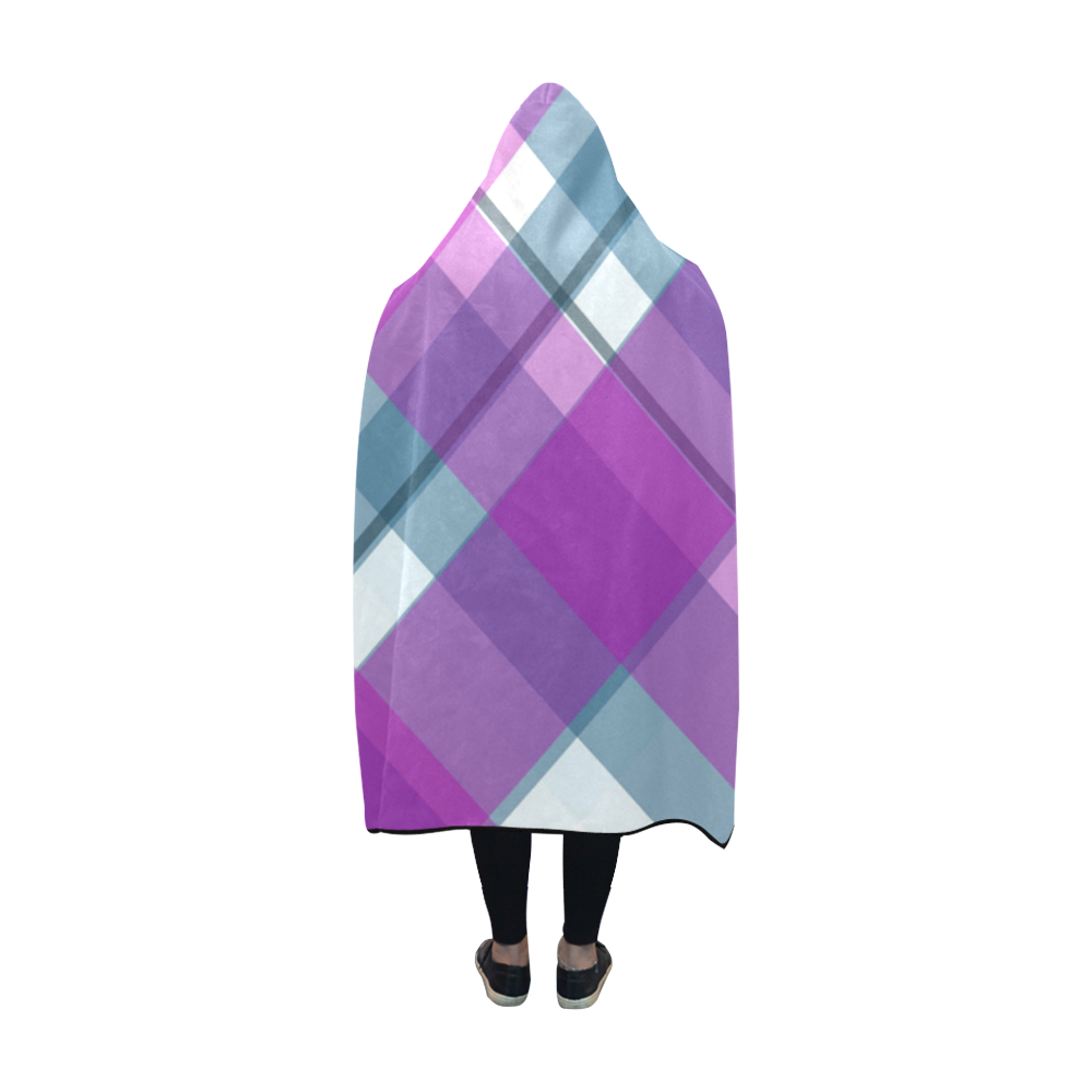 Purple Plaid 1 Hooded Blanket 60''x50''