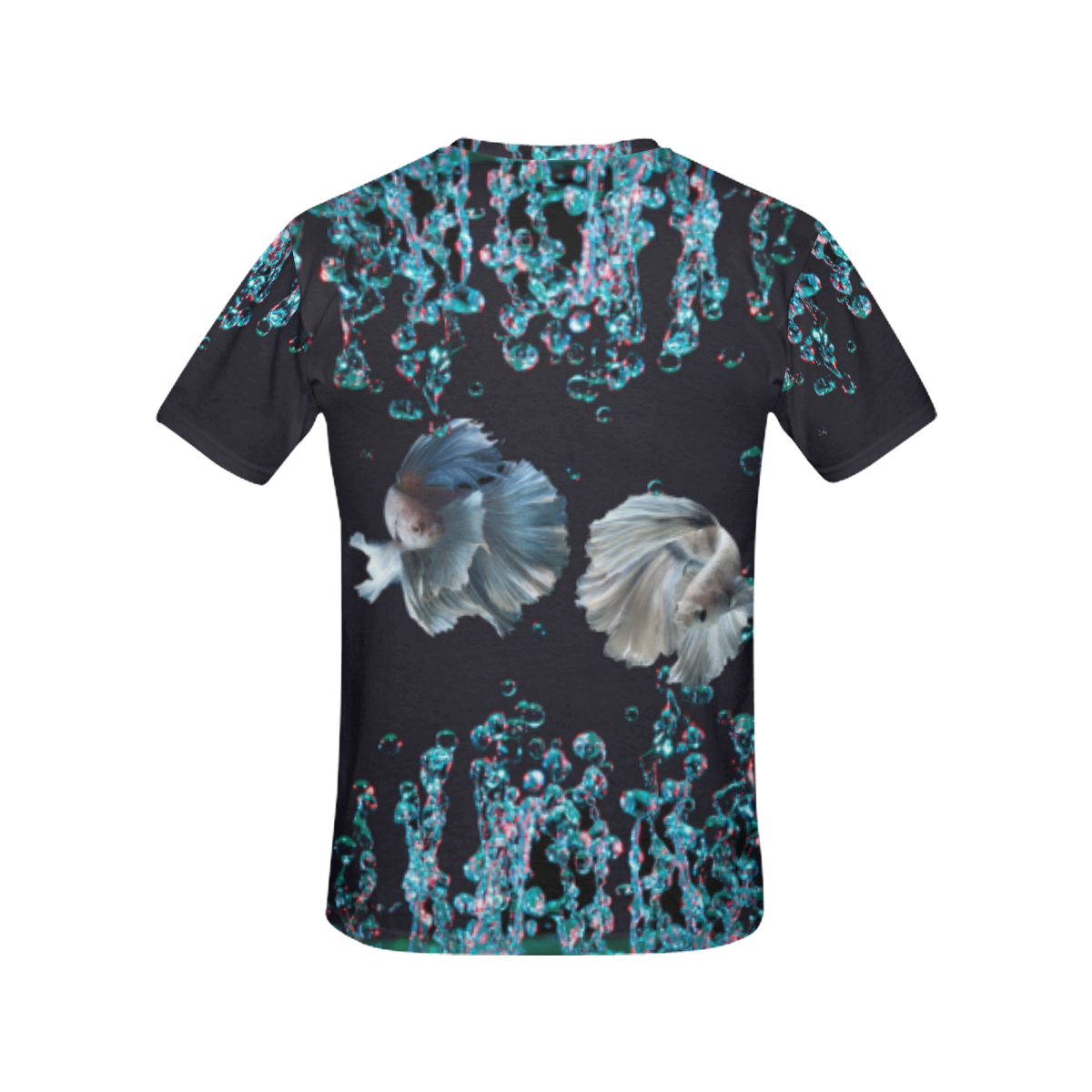 Blue Bubbles on Black Background Photo All Over Print T-Shirt for Women (USA Size) (Model T40)