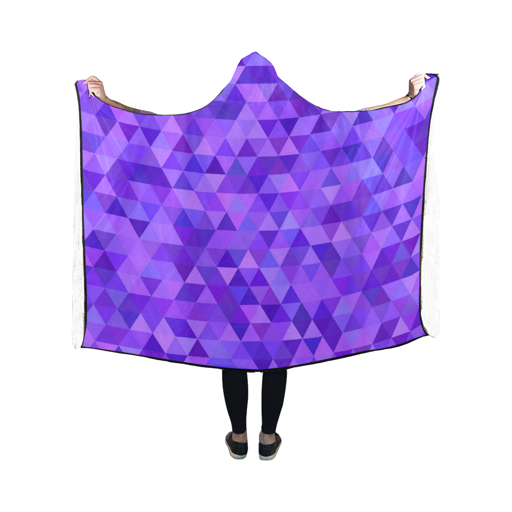 Purple Triangles Hooded Blanket 50''x40''