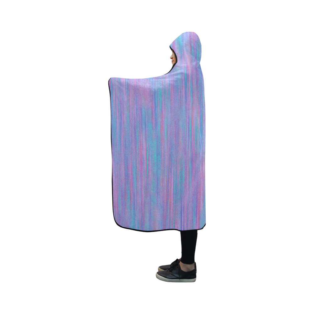 Purple Turquoise Watercolor Hooded Blanket 50''x40''