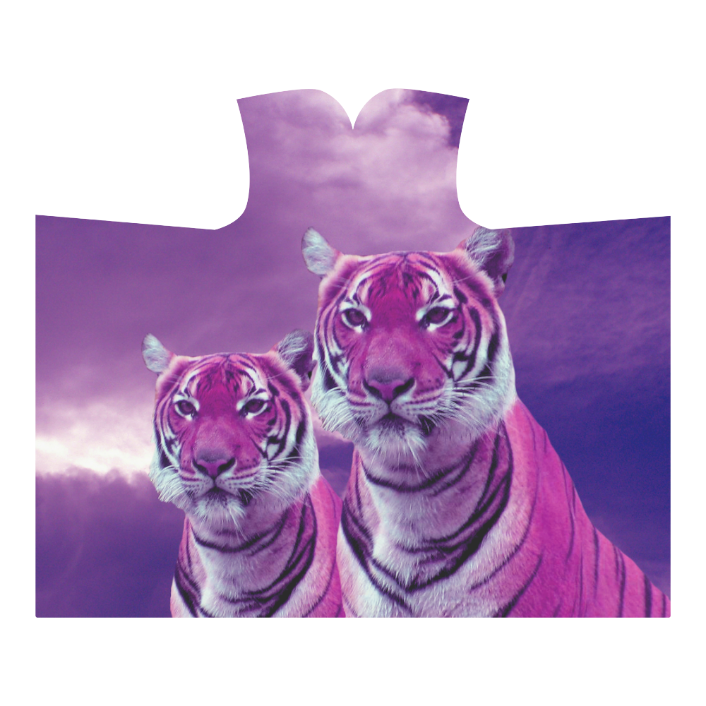 Purple Tigers Hooded Blanket 60''x50''