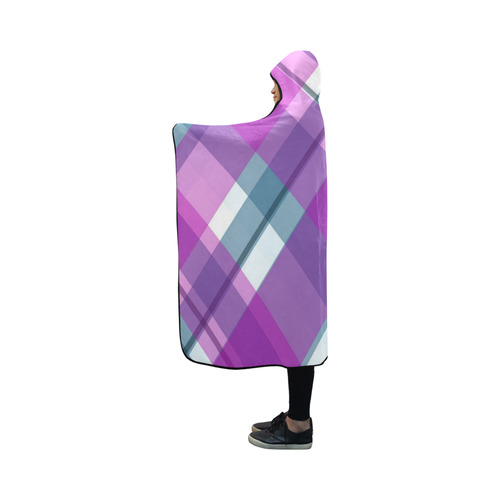 Purple Plaid 1 Hooded Blanket 50''x40''