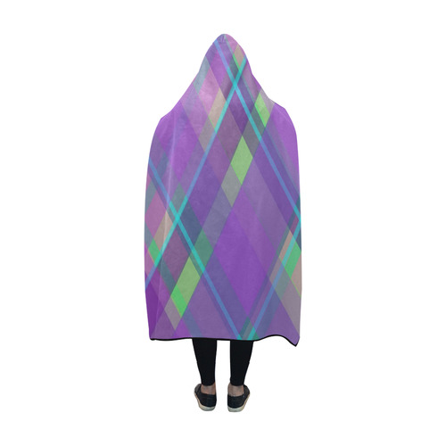 Purple Plaid 2 Hooded Blanket 60''x50''