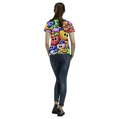 Funny smiling hearts A by JamColors All Over Print T-Shirt for Women (USA Size) (Model T40)